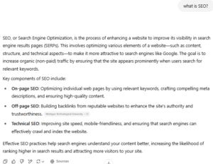 ChatGPT's answer to What is SEO?